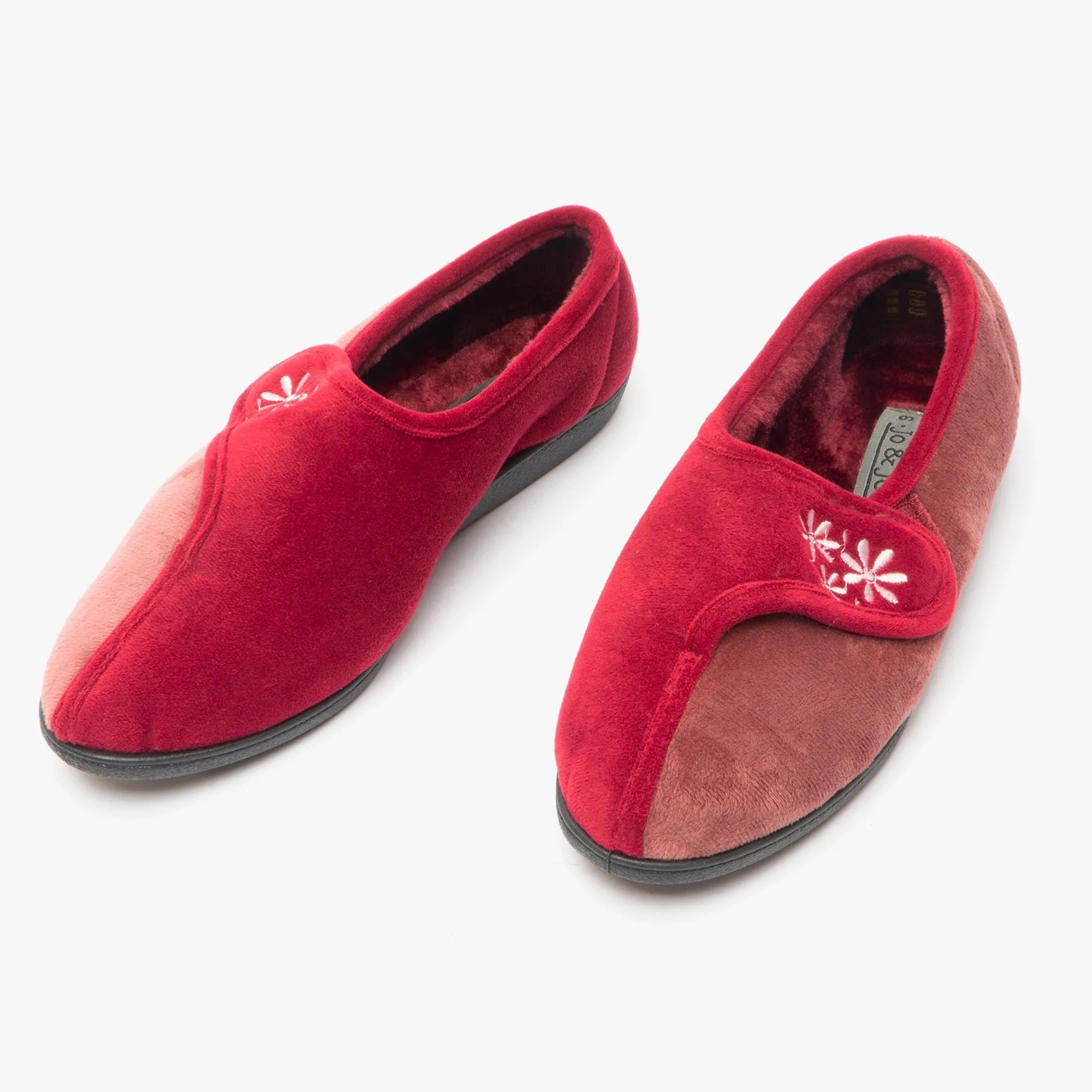 DAHLIA Ladies Velour Full Slippers Burgundy sold by Shuperb product image thumbnail 2