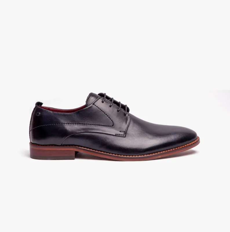 Base London SCRIPT Mens Leather Derby Shoes Navy sold by Shuperb
