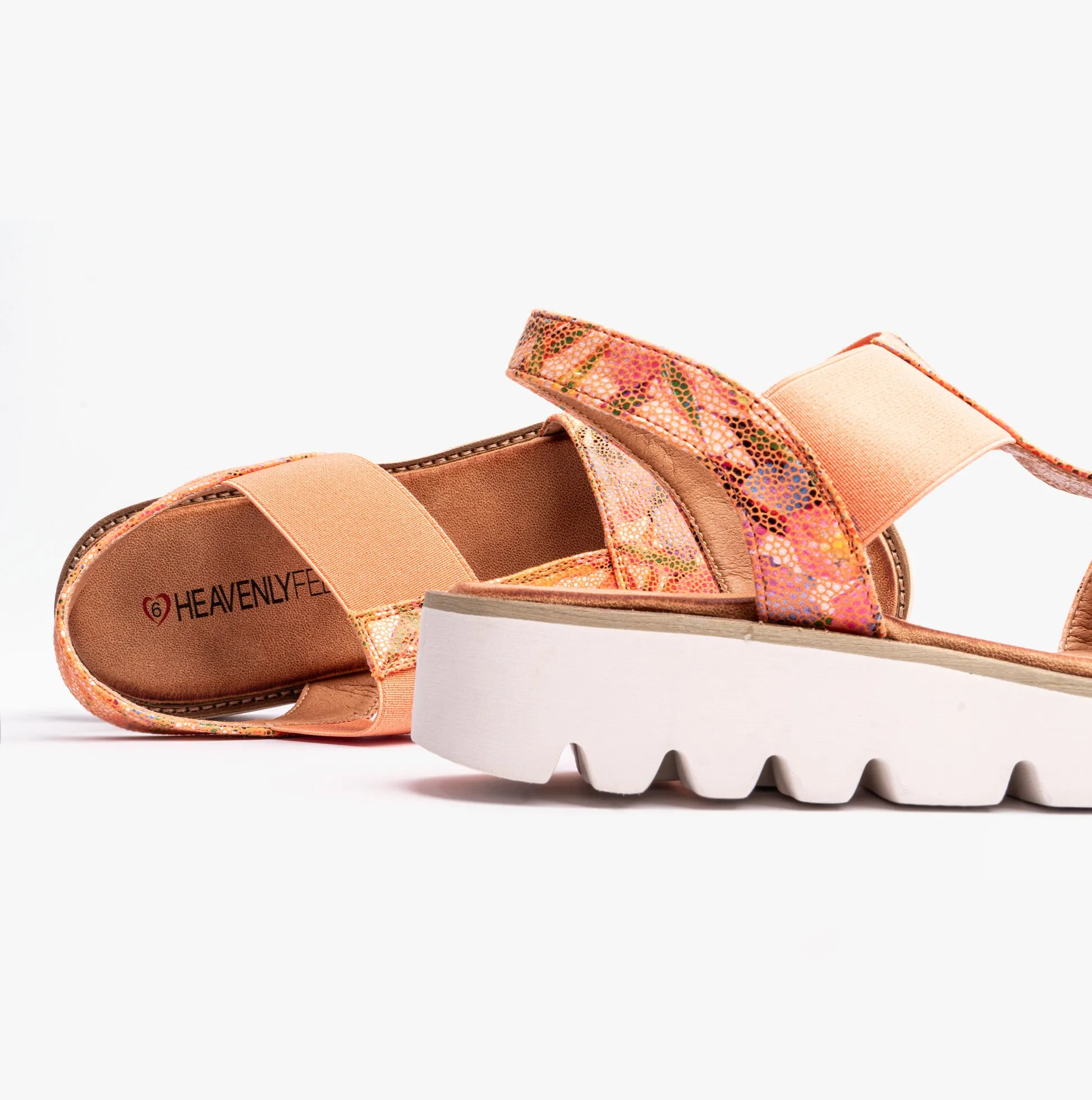 Heavenly Feet RITZ Womens Sandals Floral Orange sold by Shuperb product image thumbnail 5
