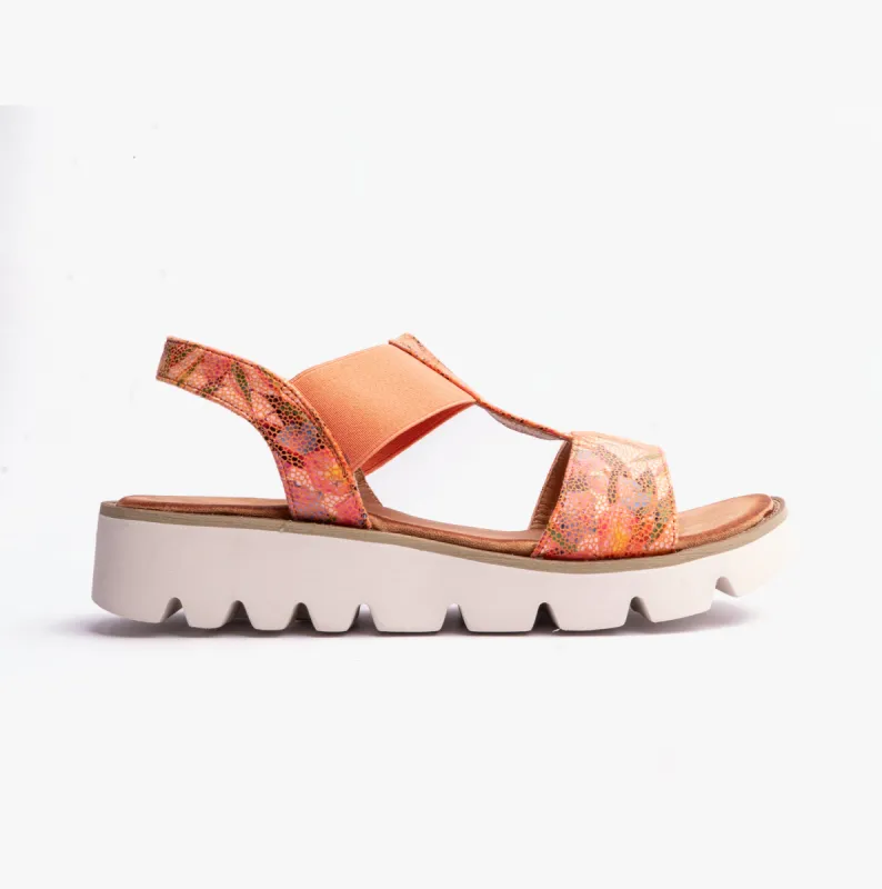 Heavenly Feet RITZ Womens Sandals Floral Orange sold by Shuperb