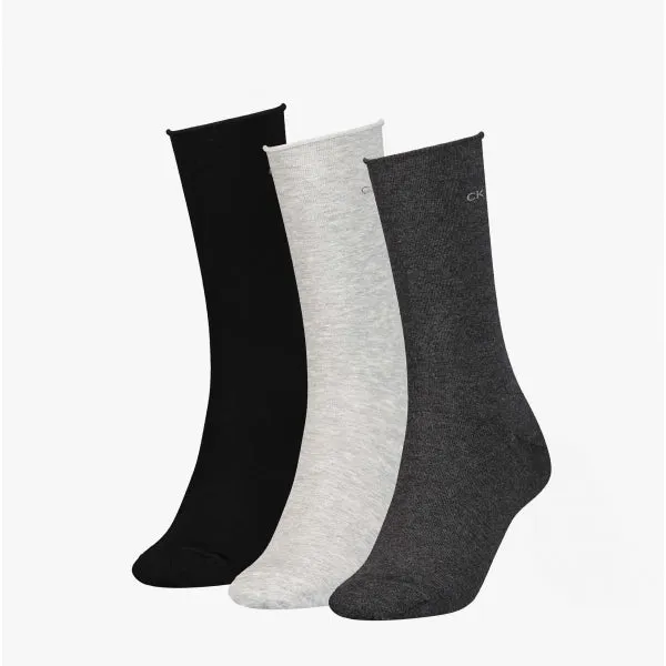 Calvin Klein 3 Pack Womens Crew Socks Grey Combo sold by Shuperb