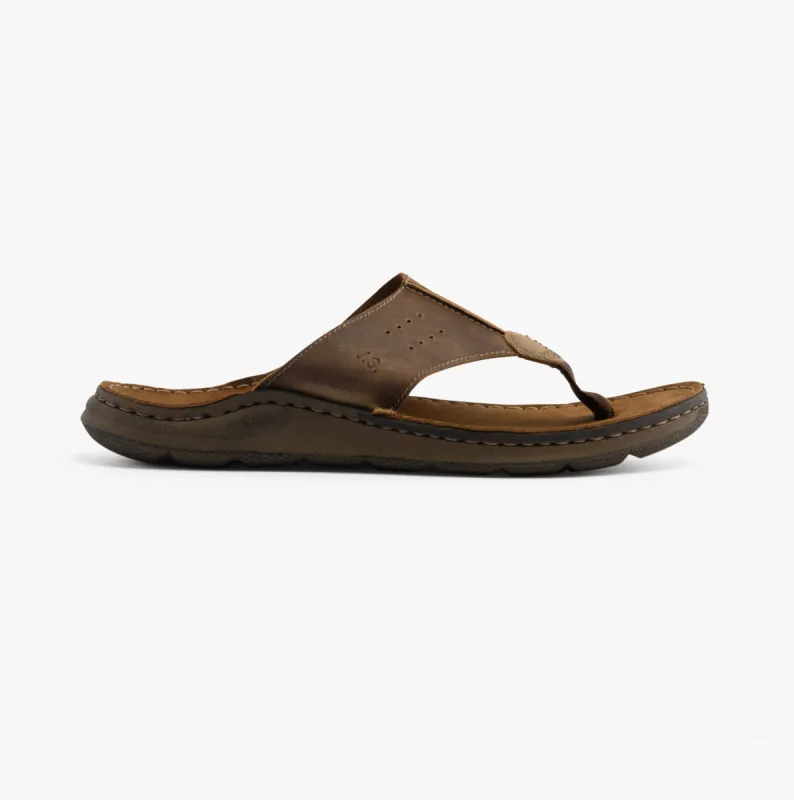 Josef Seibel MAVERICK 05 Mens Toe-Post Sandals Chestnut made by Josef Seibel