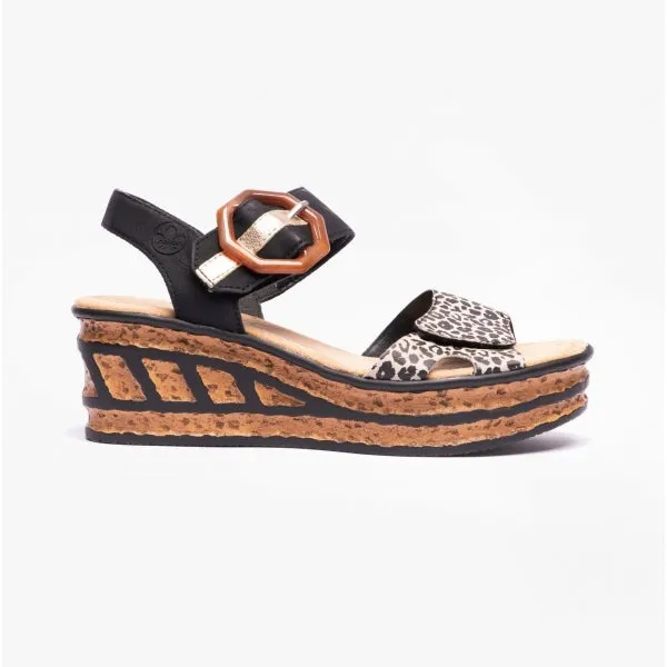 Rieker 68176-00 Womens Sandals Black Multi sold by Shuperb