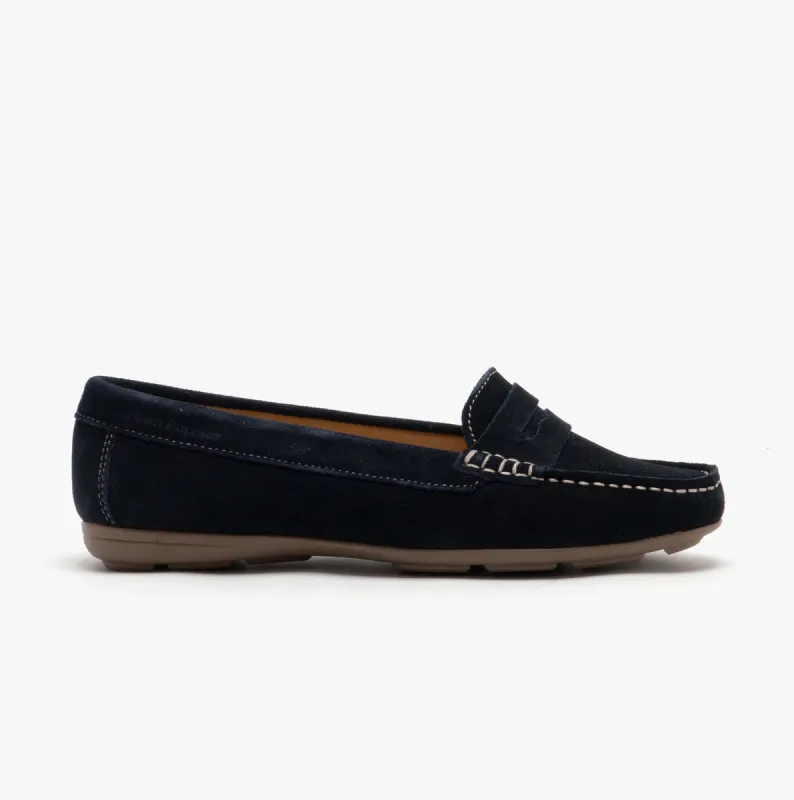 Hush Puppies MARGOT Womens Suede Loafers Navy made by Hush Puppies