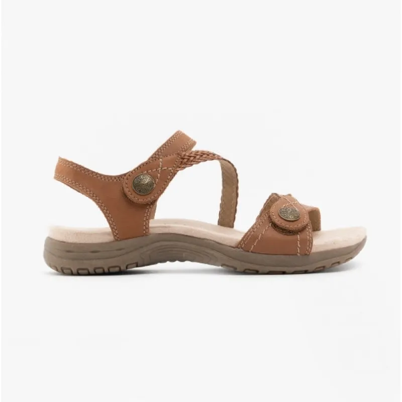 Free Spirit MALIBU Womens Leather Touch Fasten Sandals Walnut sold by Shuperb