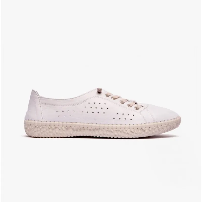 Lotus KAMARI Womens Leather Trainers White sold by Shuperb