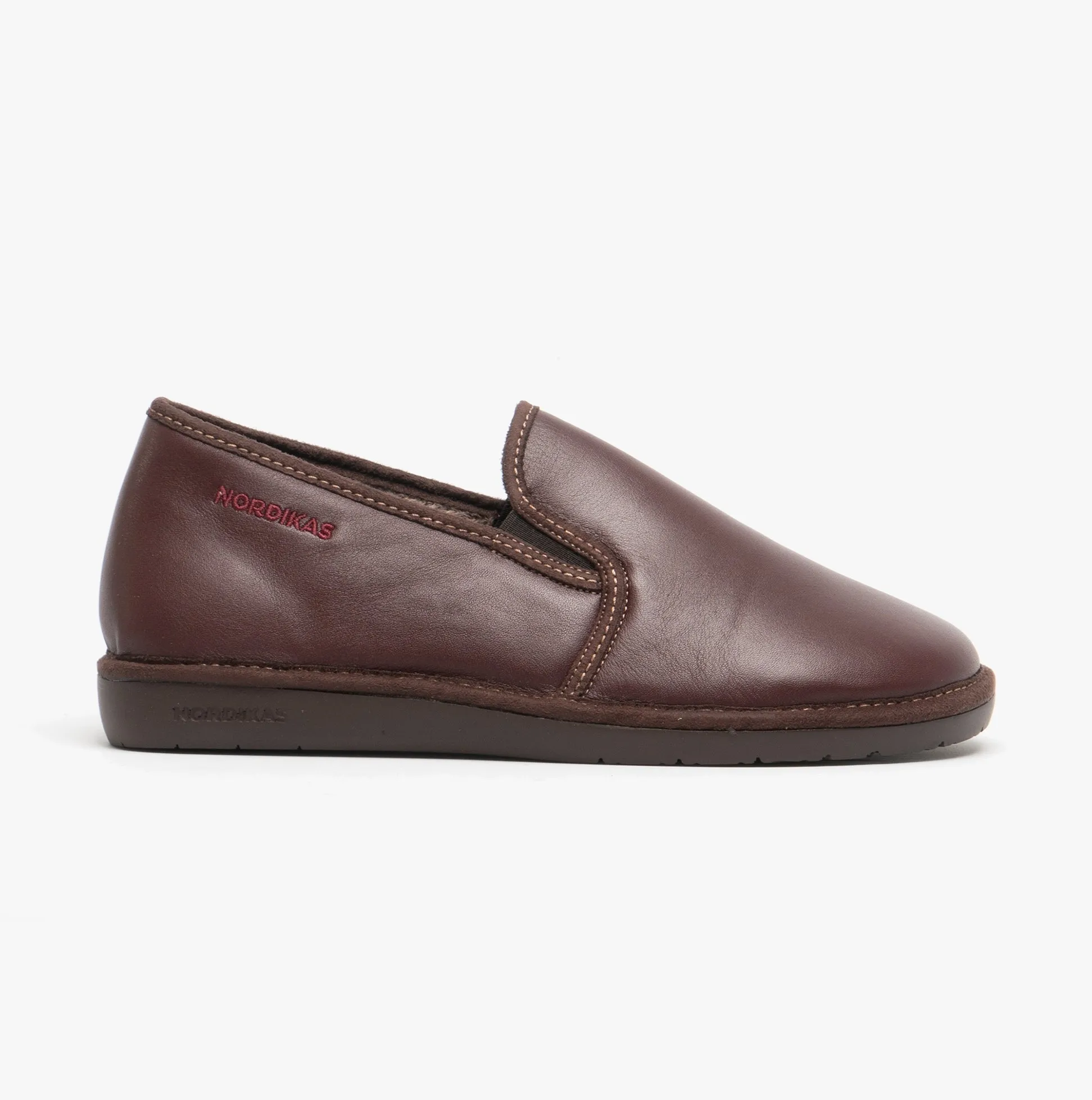 663 (DUBLIN) Mens Leather Full Slippers Bordeaux sold by Shuperb