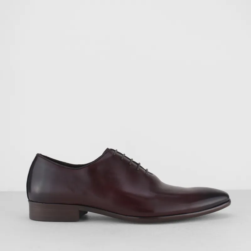 MASHAM Mens Leather Plain Toe Oxford Shoes Burgundy sold by Shuperb