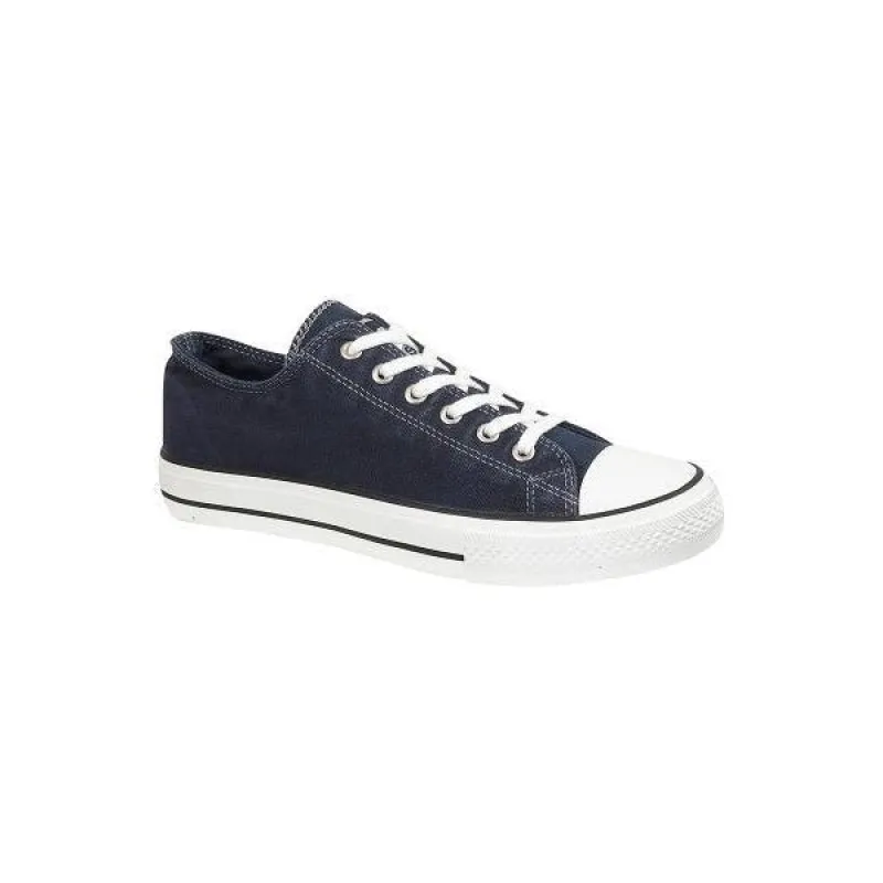 DEK TAYLOR Unisex Canvas Lace Up Trainers Navy sold by Shuperb