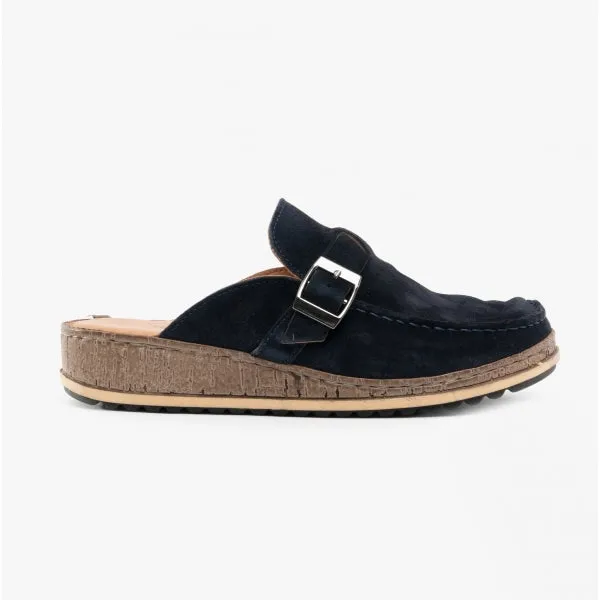 Hush Puppies SORCHA MULE Womens Leather Sandals Navy Suede sold by Shuperb