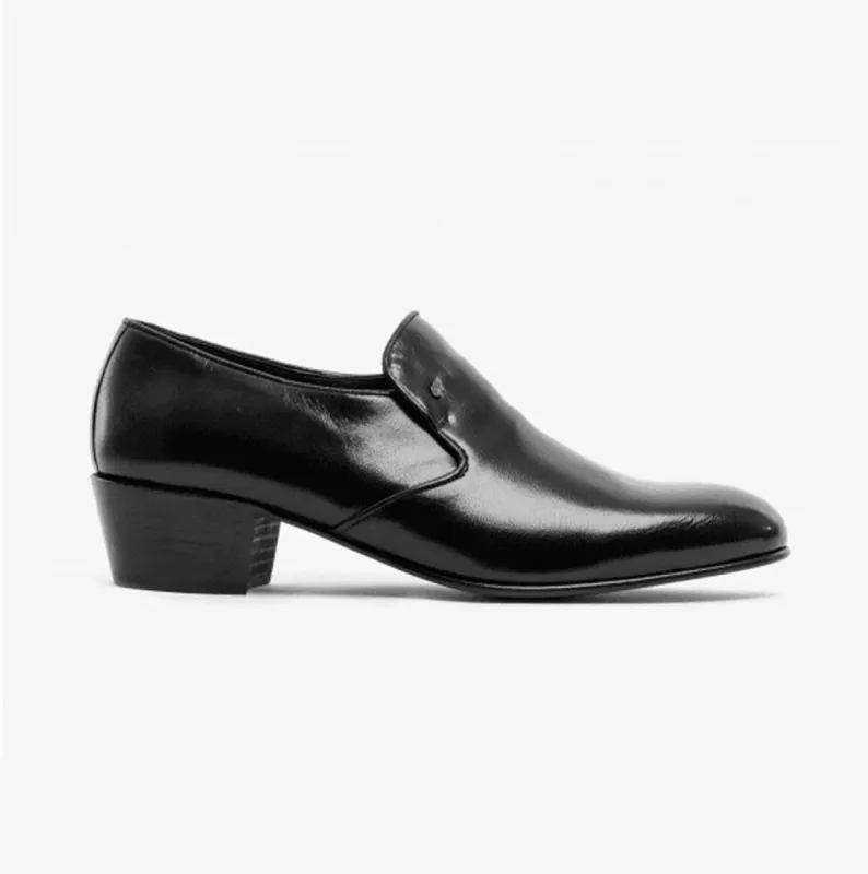 Club Cubano BILBAO Mens Soft Leather Plain Cuban Heel Shoes Black sold by Shuperb