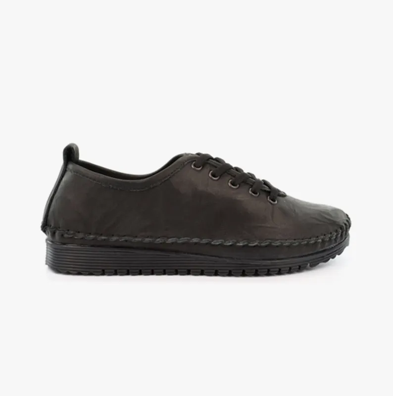 Mod Comfys L988A Womens Soft Leather Lace-Up Shoes Black sold by Shuperb