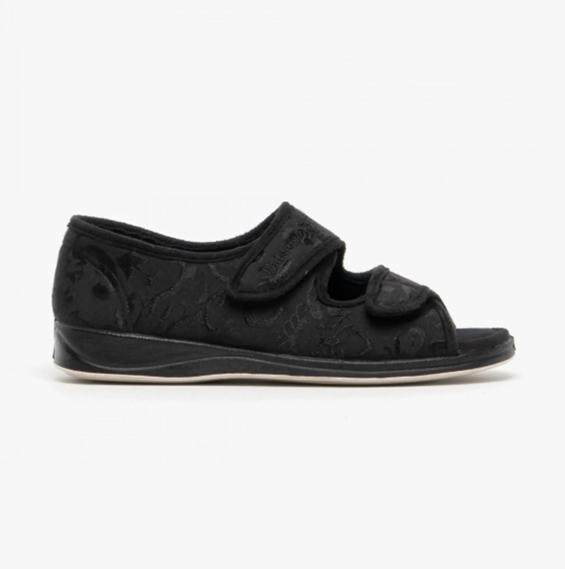 Padders LYDIA Womens (2E Fit) Touch Fasten Slippers Black sold by Shuperb
