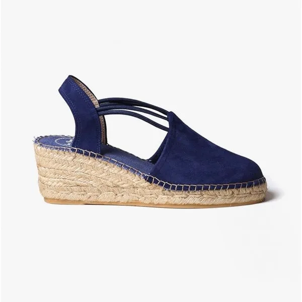 Toni Pons TREMP Womens Suede Wedge Espadrilles Navy sold by Shuperb