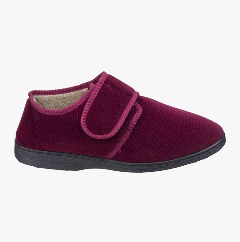 Fleet & Foster SAM Mens Velour Full Slippers Red sold by Shuperb