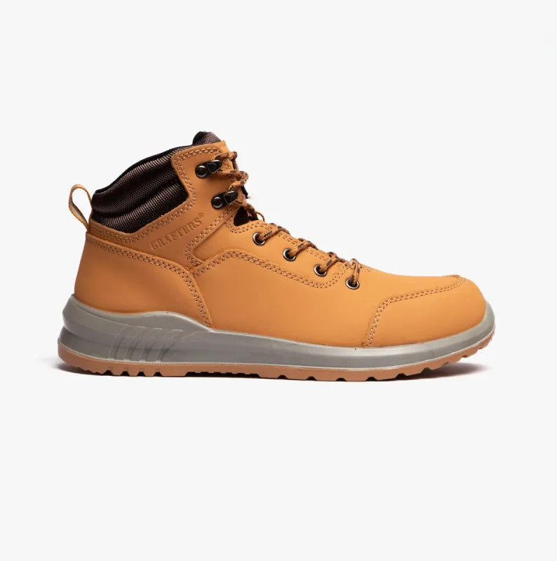 Grafters M513N Unisex Nubuck Steel Toe Boots Honey sold by Shuperb