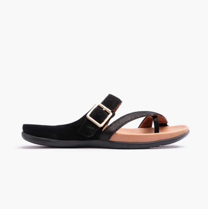 Strive NUSA Womens Strappy Sandals Black Velour made by Shuperb
