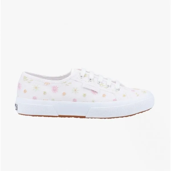 2750 FLOWERS EMBROIDERY Ladies Trainers White/Multicolour Flowers sold by Shuperb