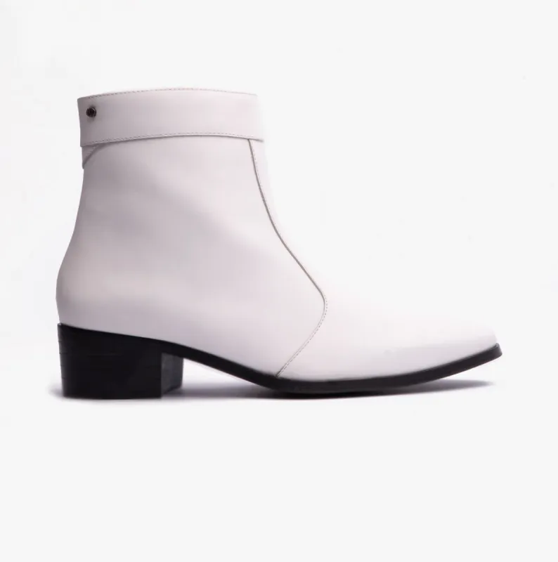 Club Cubano  CAESAR Mens Cuban Heel Boots White sold by Shuperb