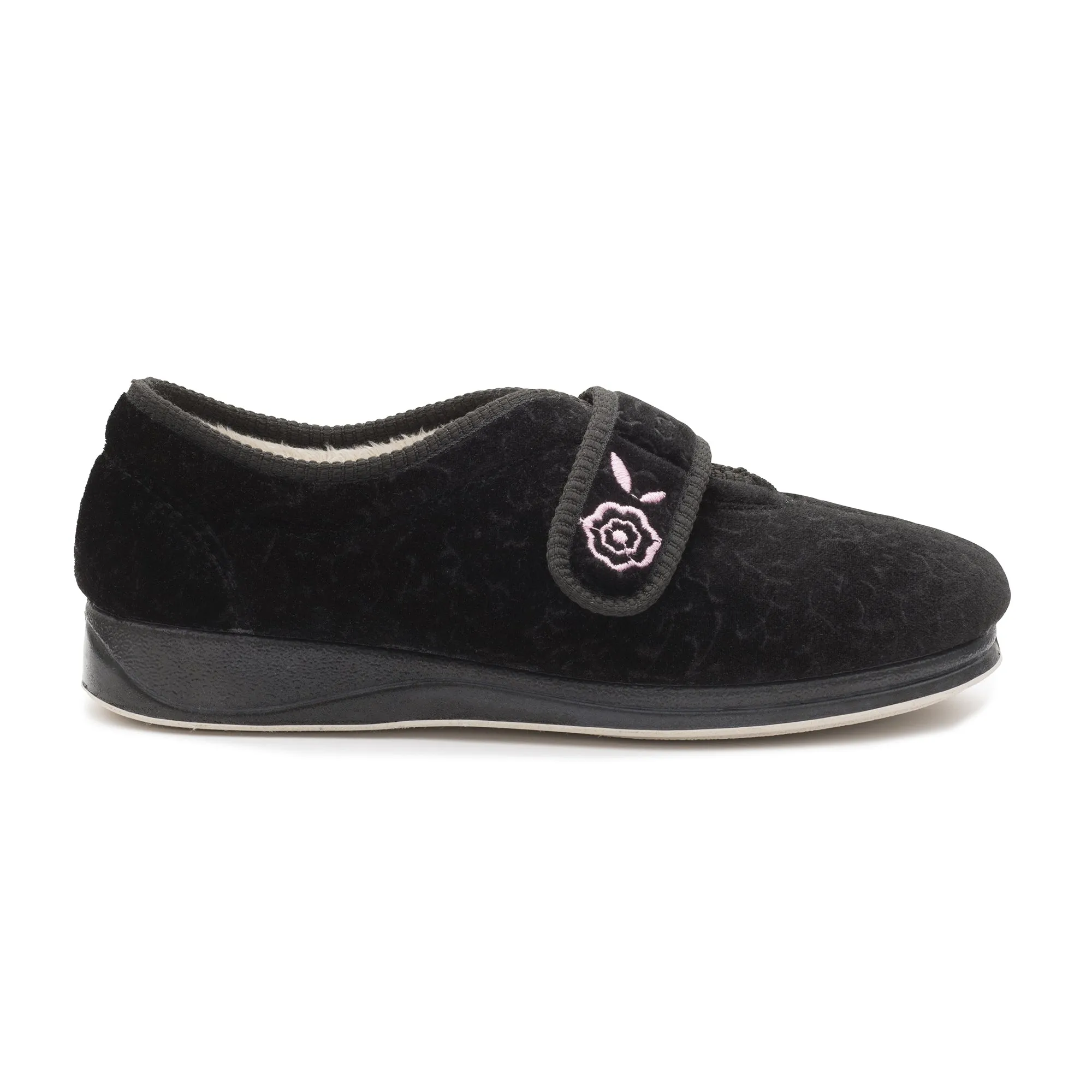Padders CAMILLA Womens (EE Fit) Touch Fasten Slippers Black sold by Shuperb