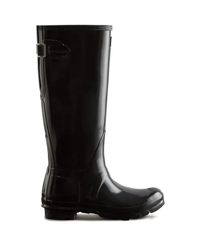 ORIGINAL TALL BACK ADJUSTABLE Womens Wellies Black Gloss sold by Shuperb