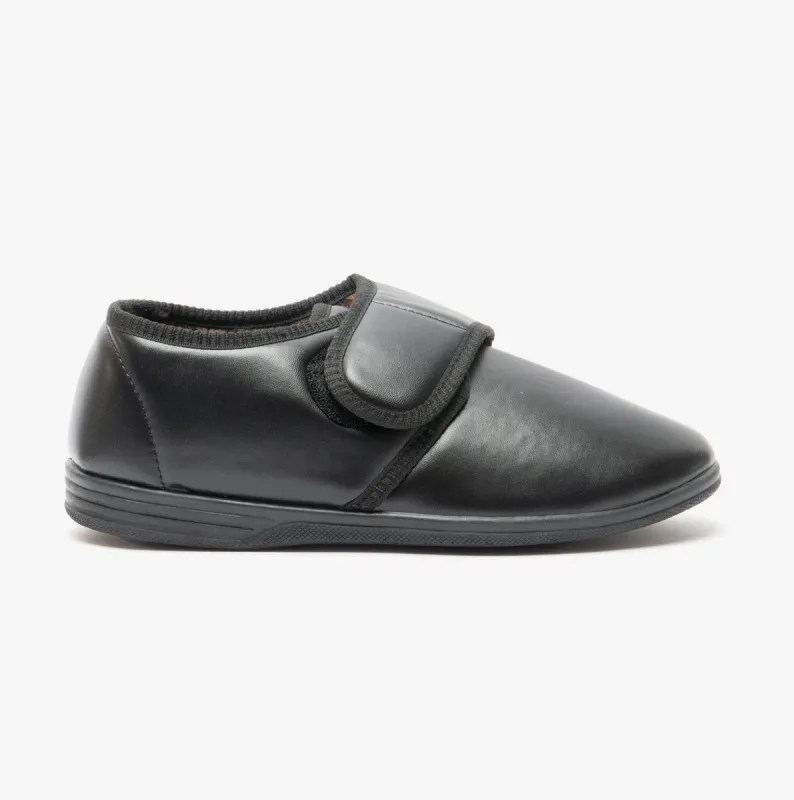 VINCE Mens Touch Fasten Full Slippers Black sold by Shuperb