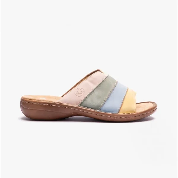 60873-90 Ladies Striped Mules Multi sold by Shuperb