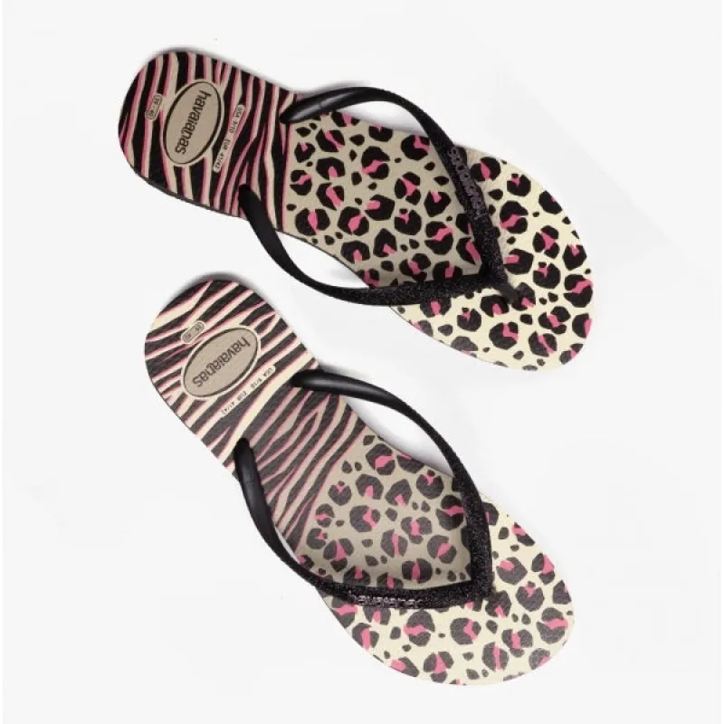 HAV SLIM ANIMALS MIX Ladies Flip-Flops Black/Grey sold by Shuperb