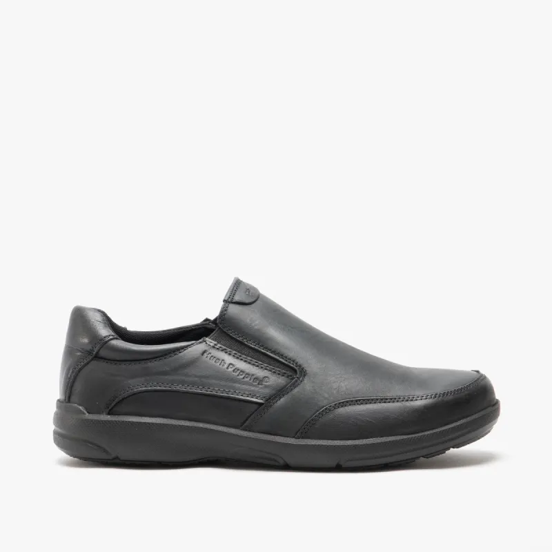 Hush Puppies AARON Mens Leather Slip On Shoes Black sold by Shuperb