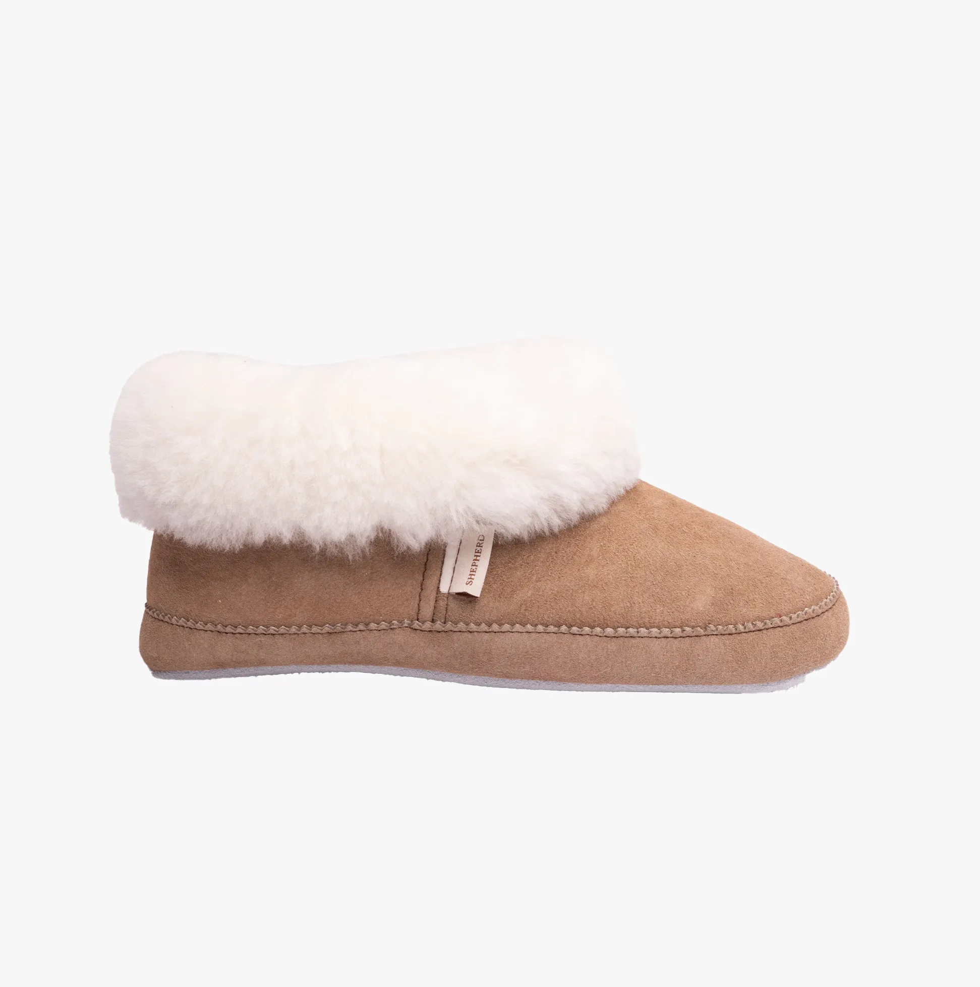 EMMY Ladies Sheepskin Full Slippers Stone/White sold by Shuperb