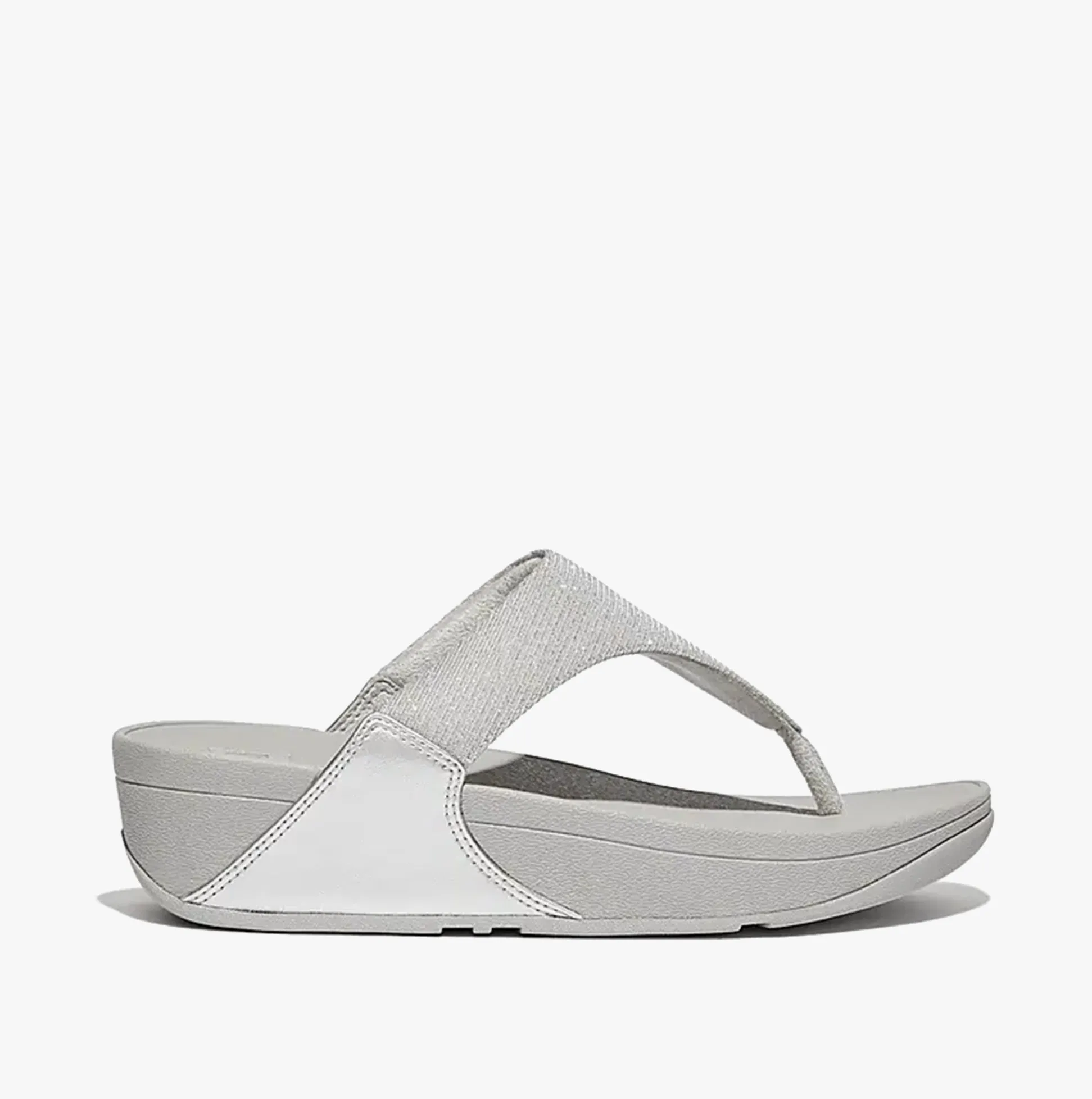 LULU SHIMMERLUX Womens Toe Post Sandals Silver sold by Shuperb