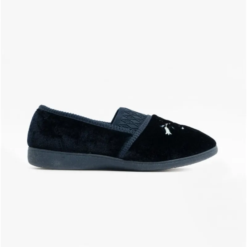 Sleepers INEZ Womens Full Slippers Navy sold by Shuperb