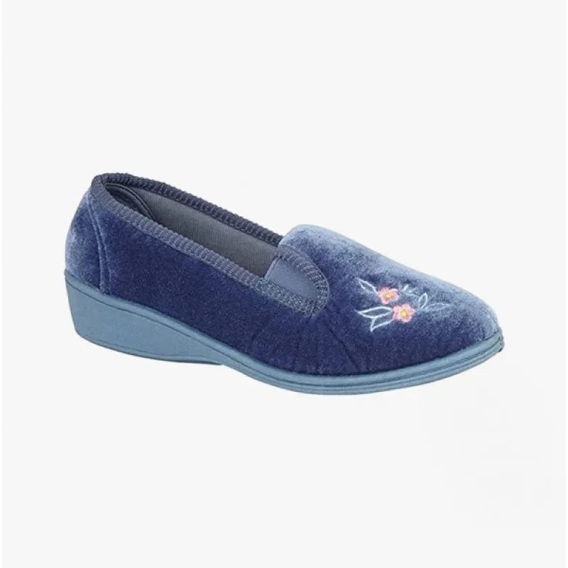 Sleepers GINA Womens Full Gusset Slippers Blueberry sold by Shuperb