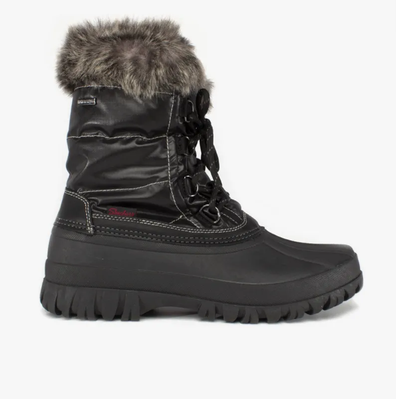 WINDOM SNOWY Ladies Mid Calf Winter Boots Black made by Skechers