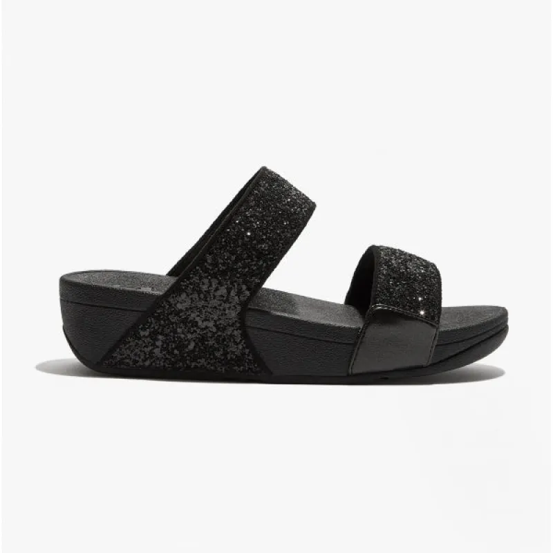 FitFlop LULU GLITTER Womens Sliders Black Sparkle sold by Shuperb