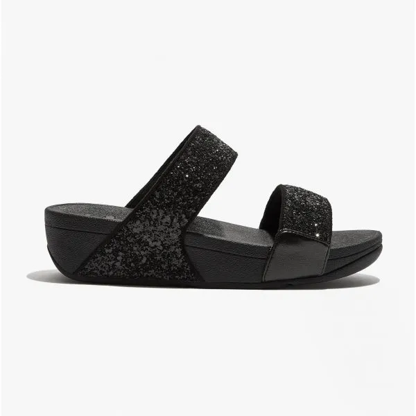 FitFlop LULU GLITTER Womens Sliders Black Sparkle sold by Shuperb