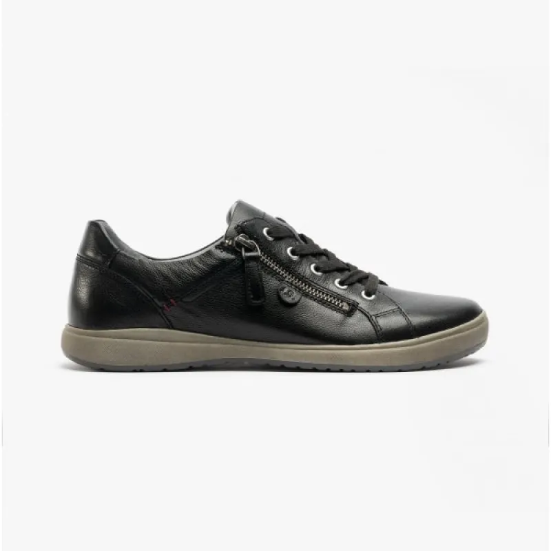 CAREN 12 Ladies Leather Trainers Black sold by Shuperb