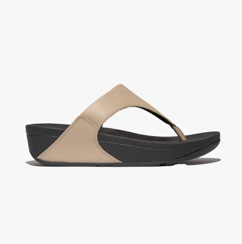 LULU LEATHER Womens Toe Post Latte Beige sold by Shuperb