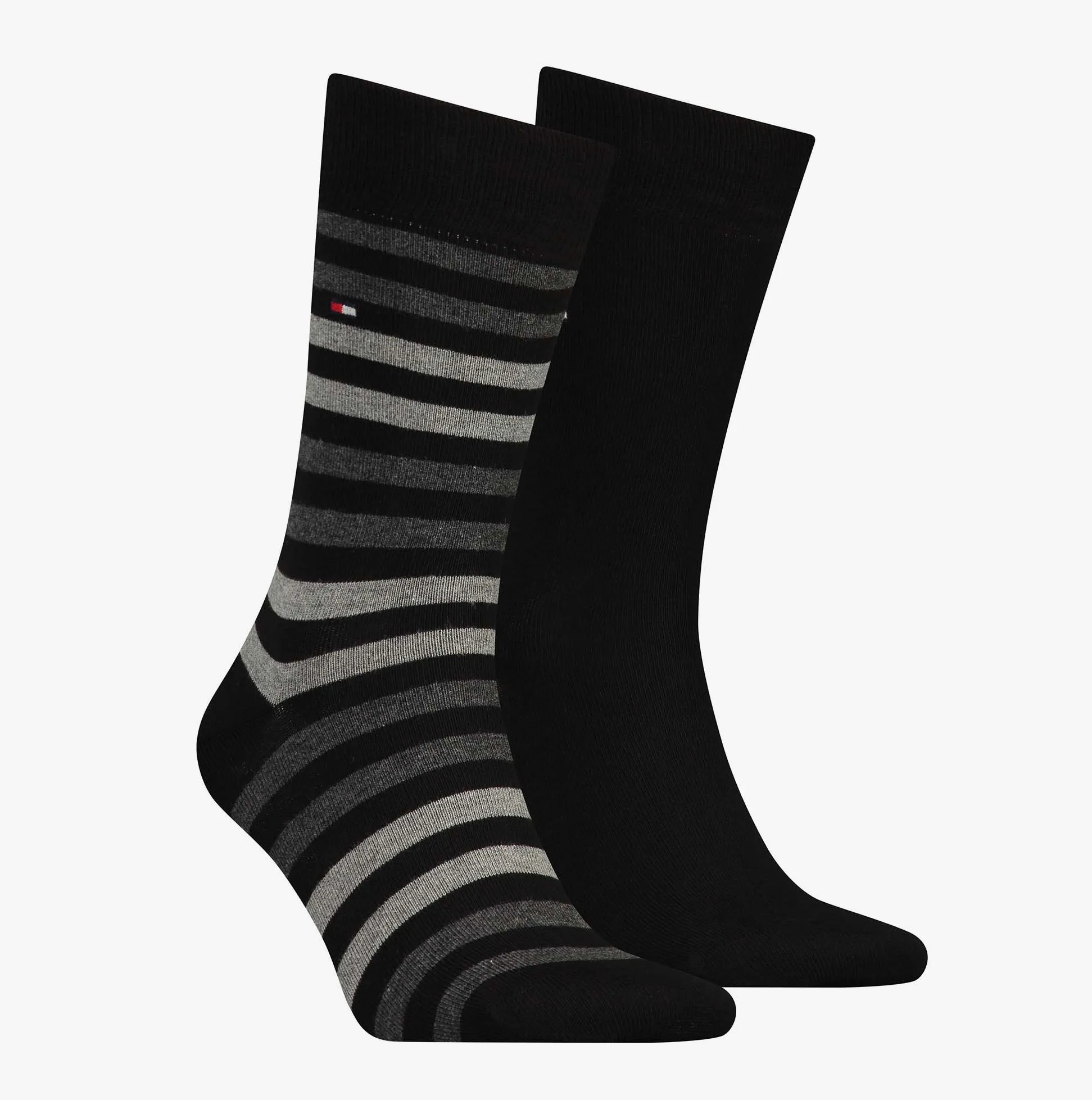 Tommy Hilfiger 2 Pack Mens Crew Stripe Socks Black sold by Shuperb