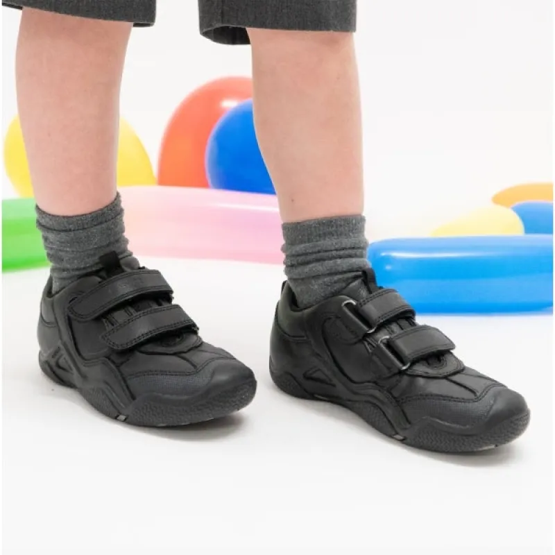 GEOX WADER Boys Leather Touch Fasten School Shoes Black sold by Shuperb