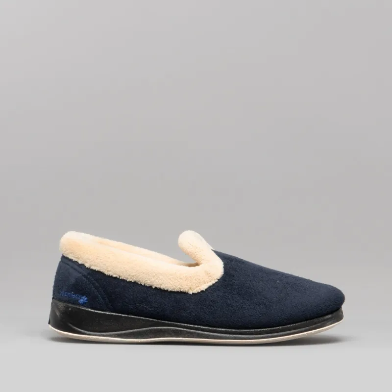 Padders REPOSE Womens (EE Fit) Full Slippers Navy sold by Shuperb
