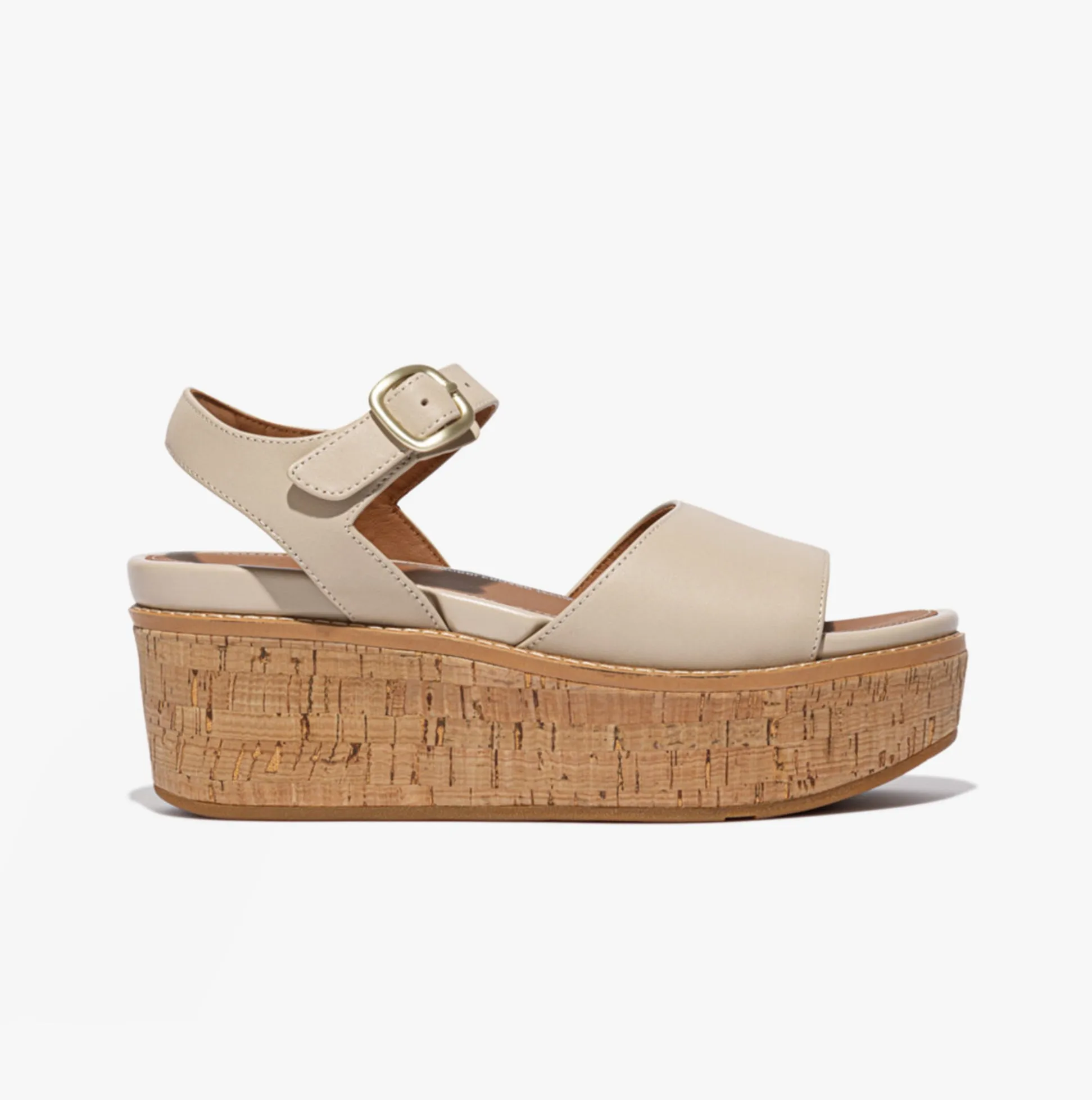 ELOISE Ladies Cork-Wrap Wedge Sandals Stone Beige sold by Shuperb
