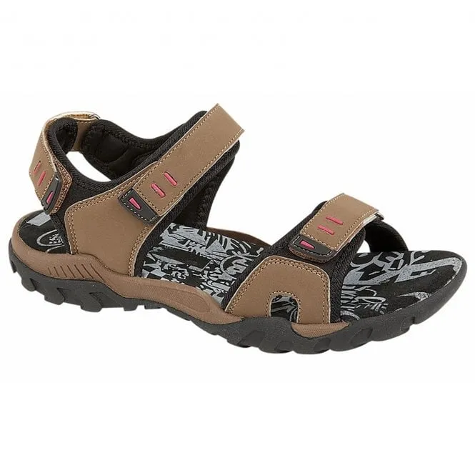 TRIPLE RIPTAPE Womens Sports Sandals Taupe sold by Shuperb