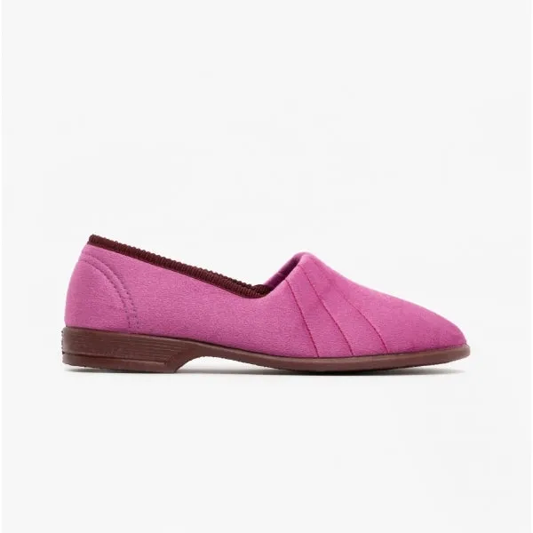 Sleepers AUDREY III Womens Wide Fit Full Slippers Plum sold by Shuperb