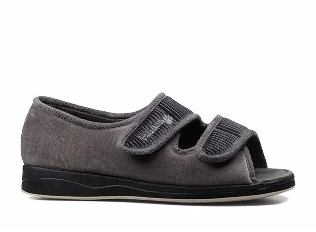 Padders LYDIA X Womens (6E Fit) Touch Fasten Slippers Grey sold by Shuperb