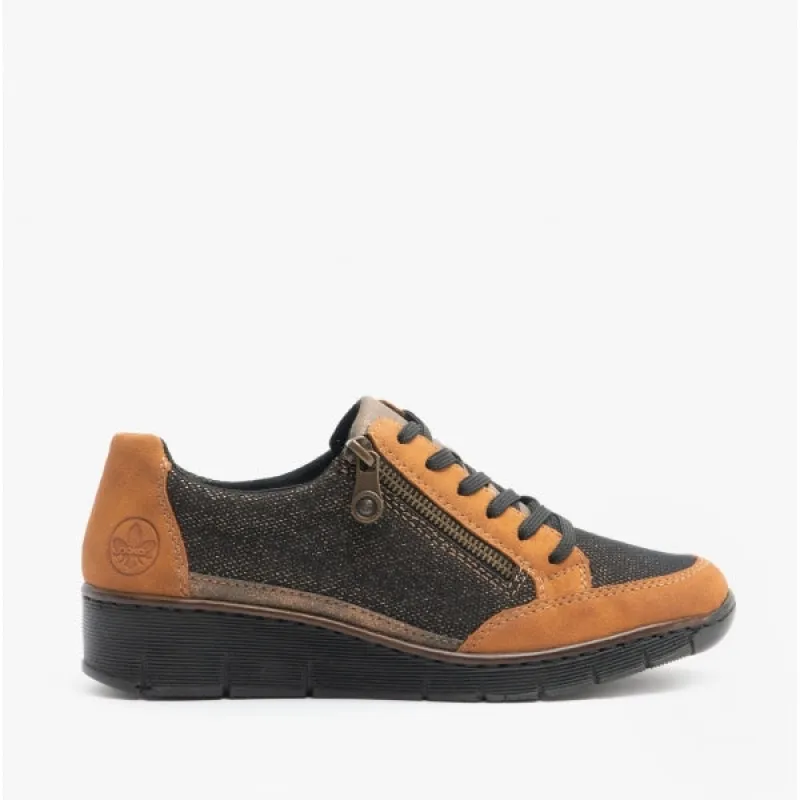 53716-22 Ladies Casual Trainers Brown/Black sold by Shuperb
