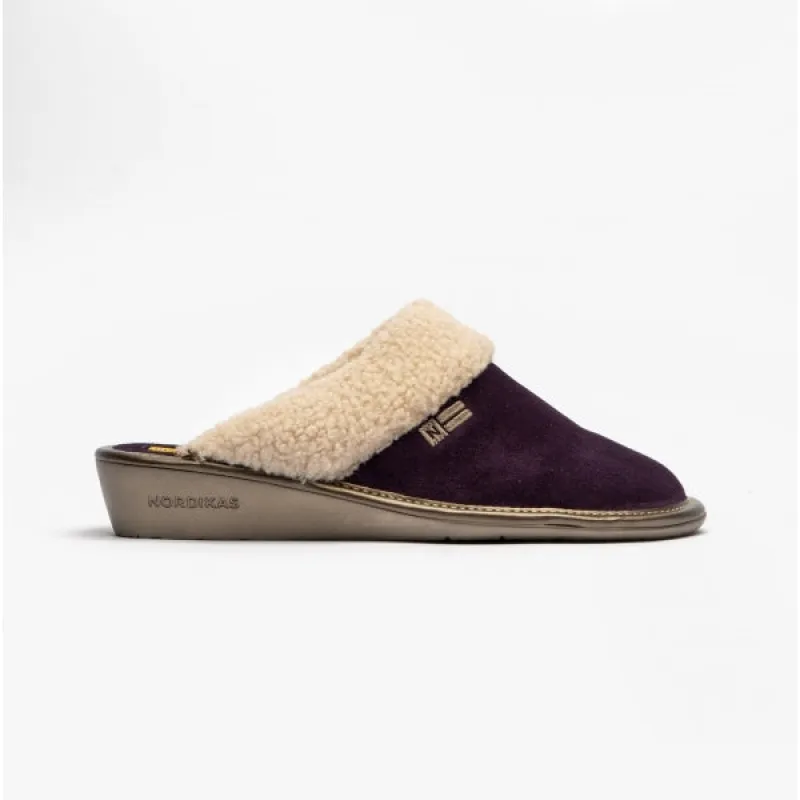 Nordikas 1753 (AFELPADO) Womens Suede Mule Slippers Purple sold by Shuperb