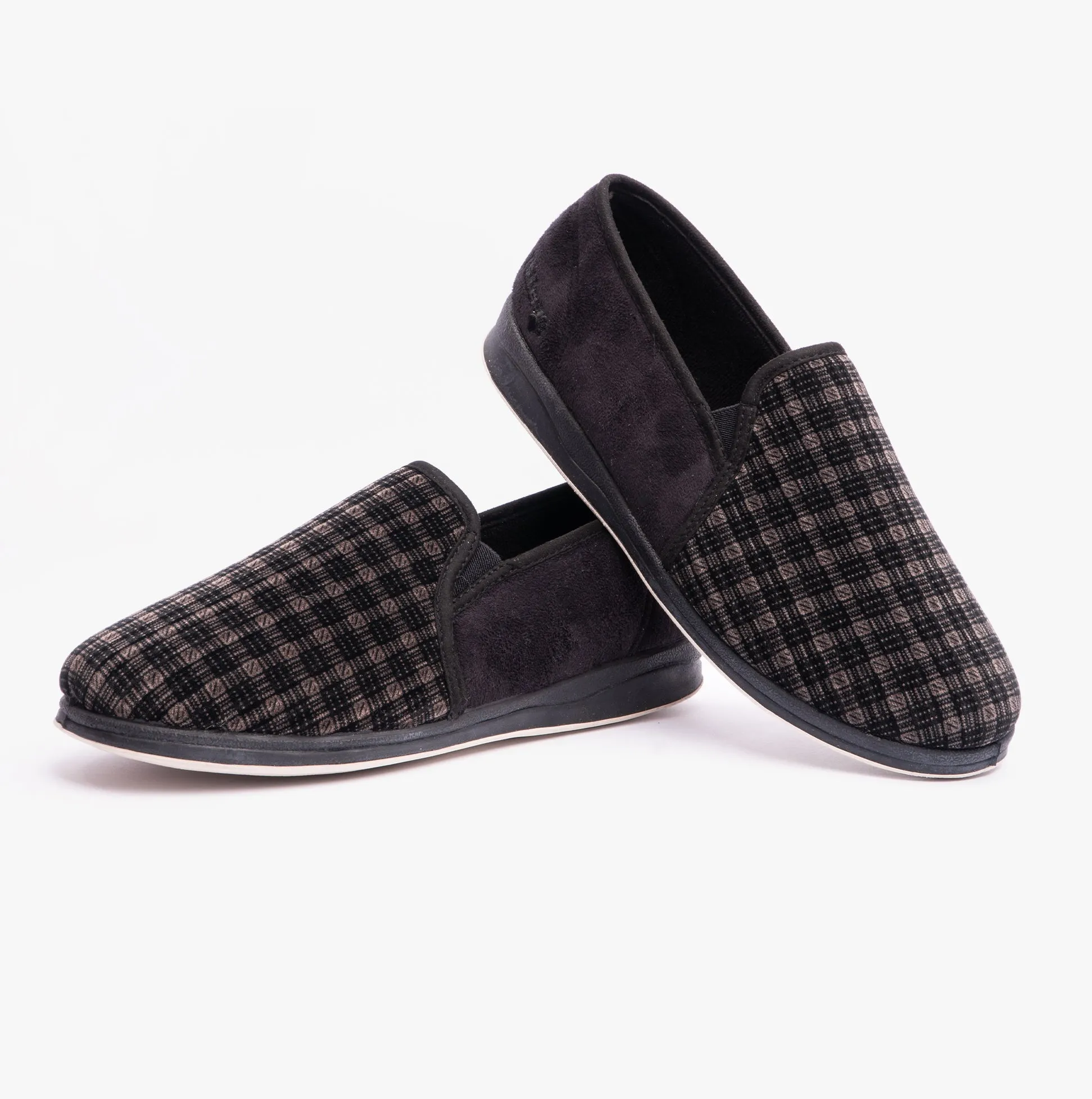 ALBERT Mens Full Slippers Checked Black sold by Shuperb product image thumbnail 4