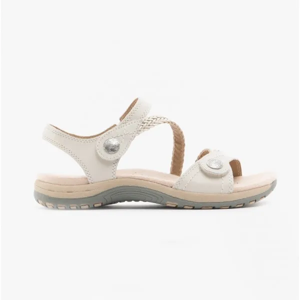 Free Spirit MALIBU Womens Leather Touch Fasten Sandals Sand White sold by Shuperb
