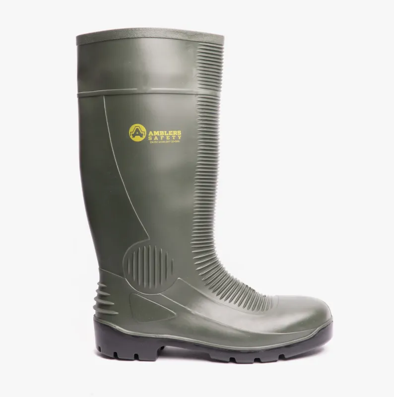 Amblers Safety FS99 Unisex Steel Safety Wellington Boots Green sold by Shuperb